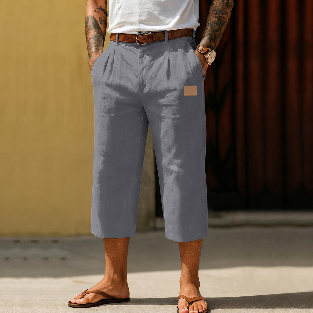 Pantaloni a gamba dritta cropped sportivi e casual da uomo