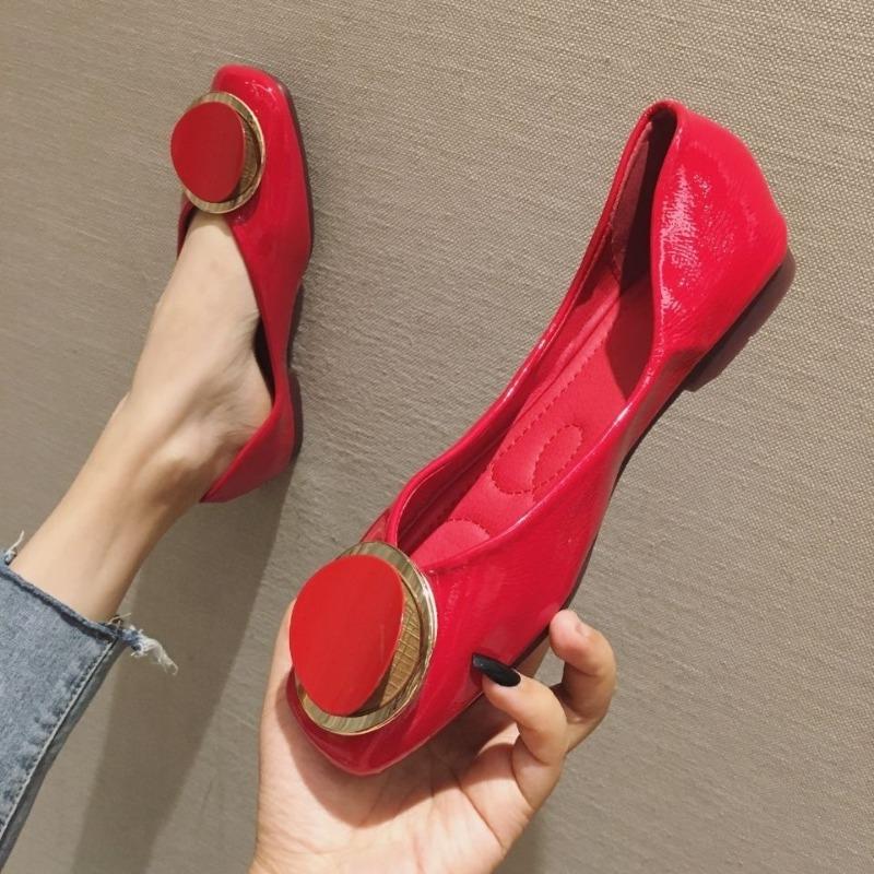 Fashion Spring Summer Soft Shoes Women Flats Fashion Brand Elegant Ladies Single Shoes Black Red Yellow Plus Size 42 D430