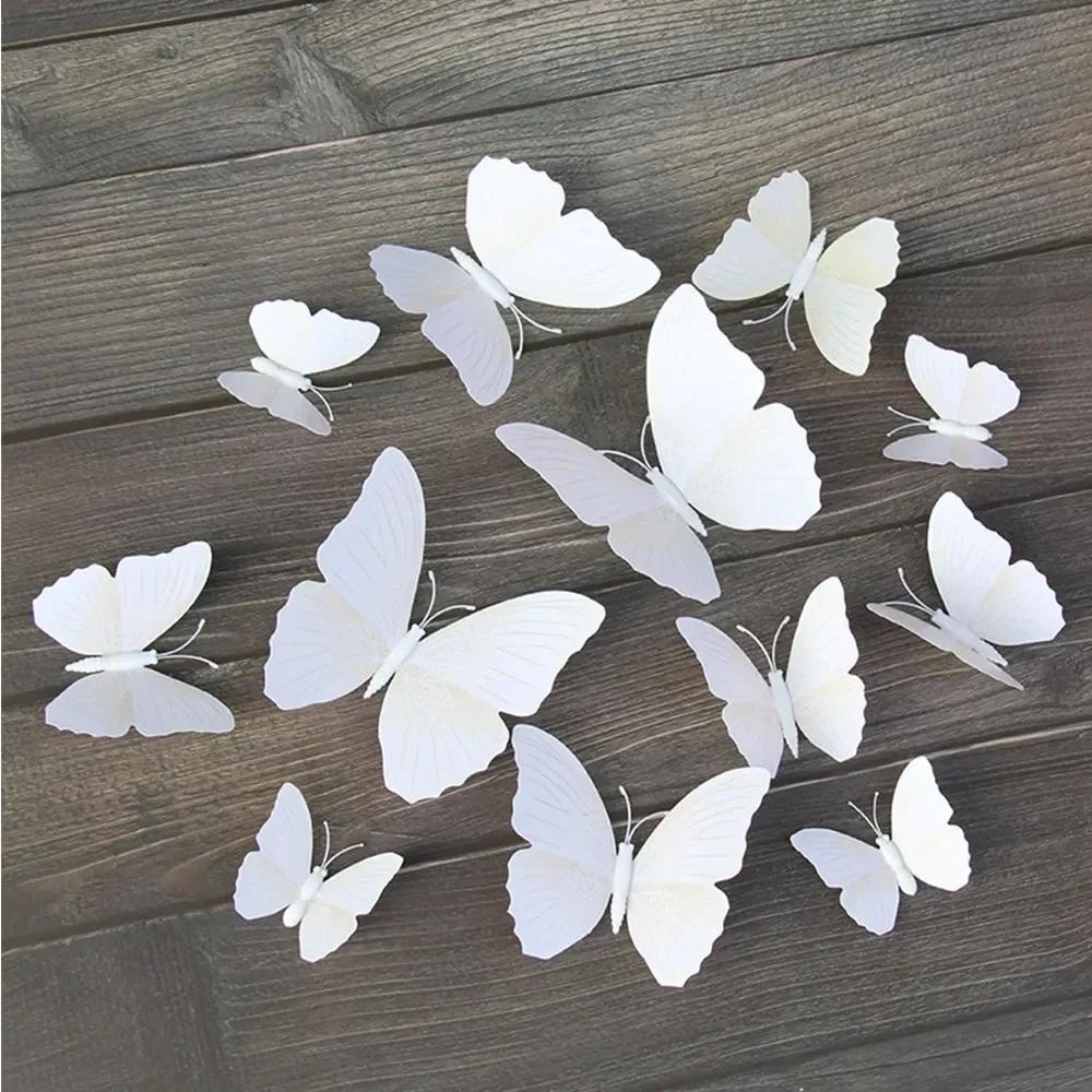 12pcs PVC 3D Butterfly Wall Decor Cute Butterflies Wall Stickers Art Decals Home Decoration Room Wall Art