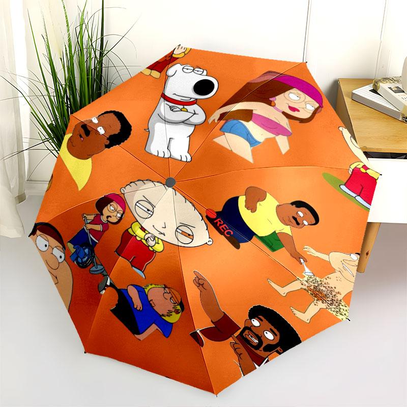 Family Guy Cartoon pattern, automatic folding umbrella, portable and foldable design, 8 ribs, a Christmas or birthday gift.