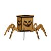 Halloween Lighted Pumpkin Lantern LED Wooden Spider Pumpkin Lamp with Spooky Face for Halloween Party Home Yard Decor