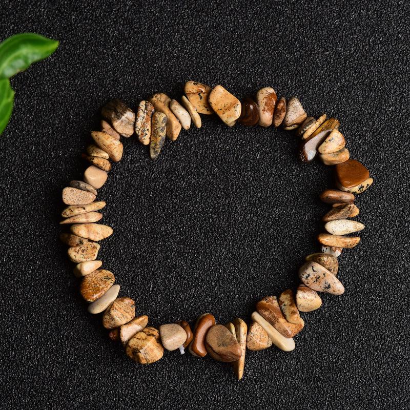 Yellow Crystal & White Pine Tiger Eye Chain Bracelet - Trendy Unisex Retro Style, Personalized Matching Options Available.