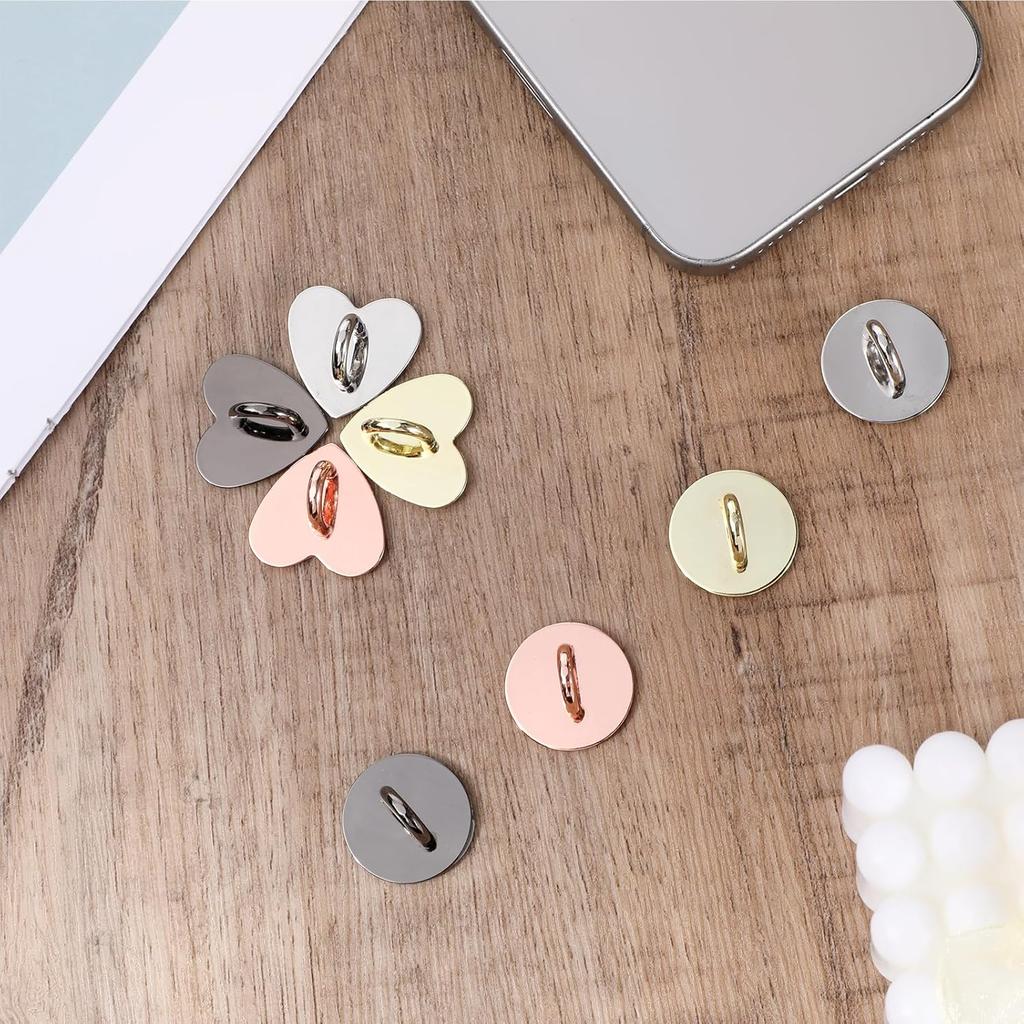 8pcs Cell Phone Finger Ring Metal Phone Finger Grip Hook for Back Adhesive Phones Charm Holder Heart Fingers Grip Loop Stand Ring Holder Accessories