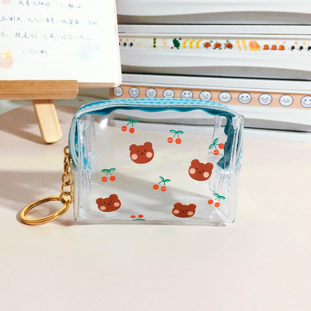 Kreative Bären Transparente Mädchen Münzbörse Kinder PVC Reißverschluss Kleingeldbörse Damen Mini Lippenstift Geldbörse Kaninchen Schlüsselkarten Tasche