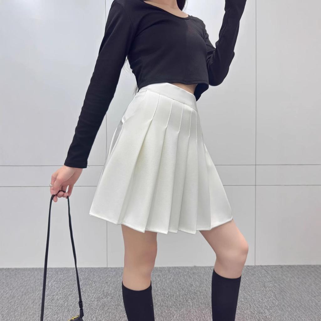 Neuer Plisseerock Damen Hohe Taille Elastischer Kurzer Rock Schlank Klein Frühling und Sommer Rock