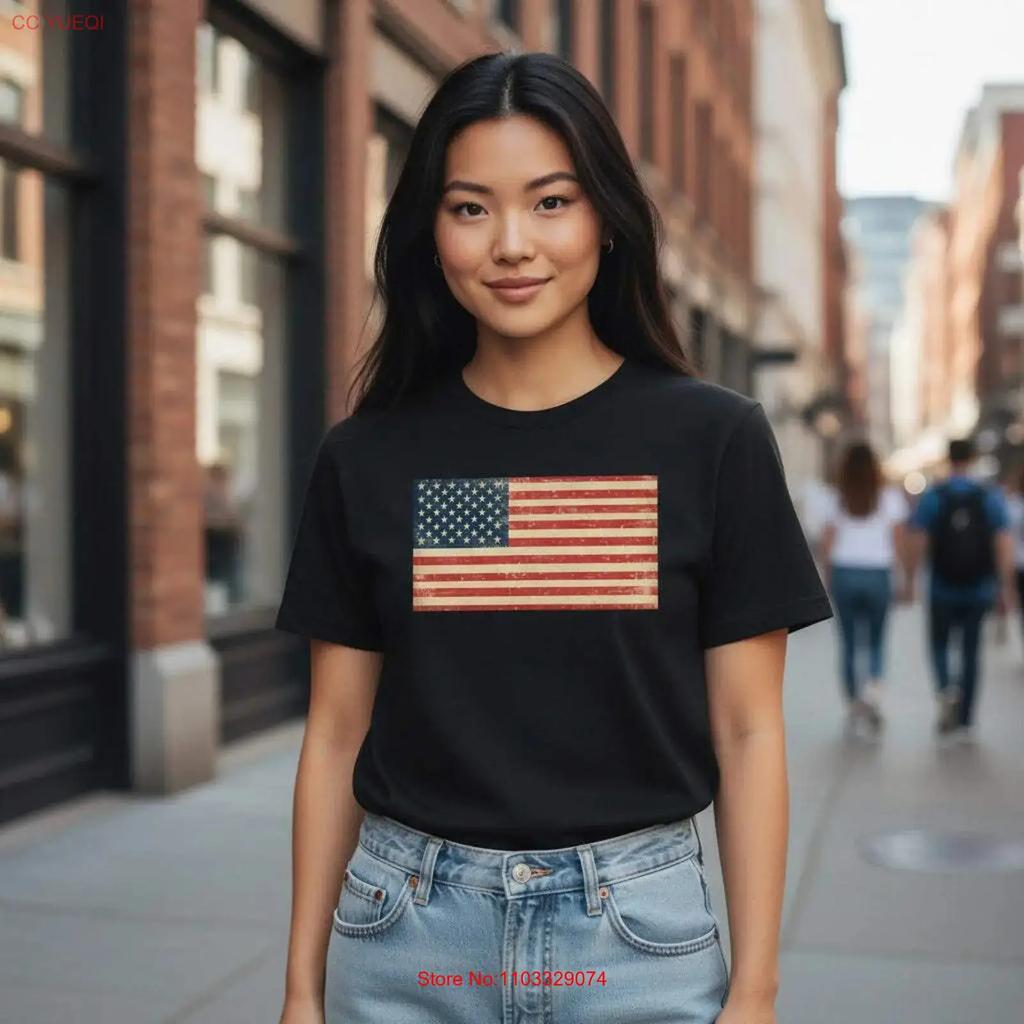 American Flag Organic Cotton T Shirt Vintage Washed Breathable Stretched Designer Clothes Comfortable Fashion Streetwear