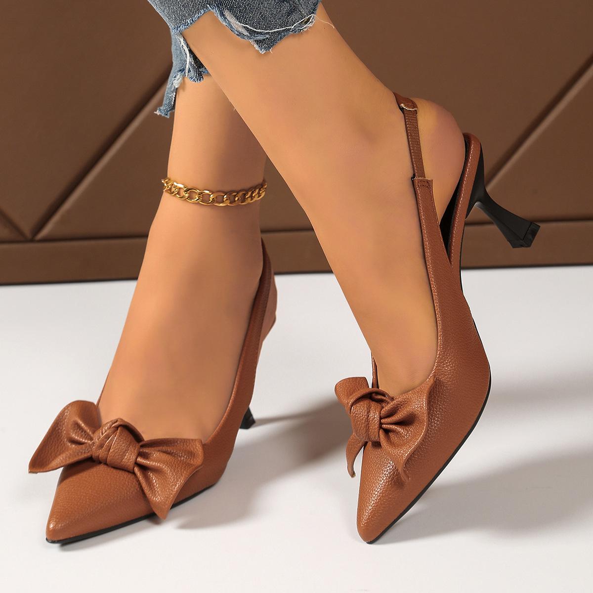 Butterfly Knot Plus Size High-heeled Sandals For Women With Slim Heels 36 абрикосовый света