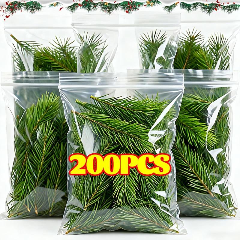 200/10PCS Artificial Pine Needle Short Branches Mini Fake Plant Stems Xmas Tree Decoration Home Ornament DIY Wreath New Year