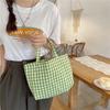 Charming Fresh Portable Bento Bag Japanese Style Plaid Handbag For Moms Students