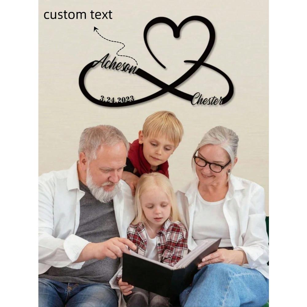 Custom Infinity Heart Metal Sign, Personalized Name Date, Wedding Decor, Iron Art Jewelry, Couples Love Gift Anniversary Logo