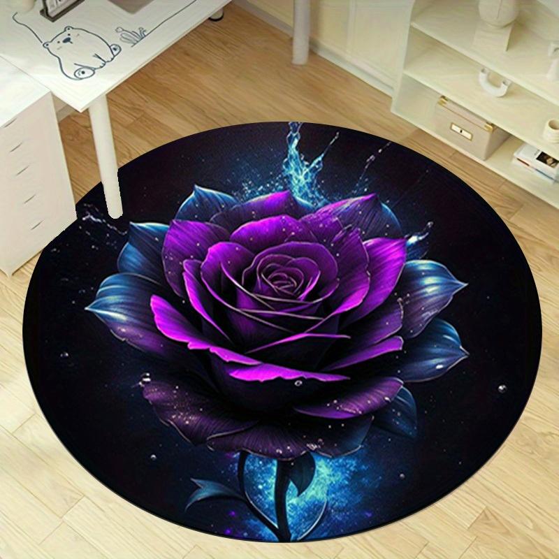 

1pc Purple Rose Office Round Rug, Home Decorative Circular Carpet, Outdoor Gift MatRA1545 80cm by 80cm
