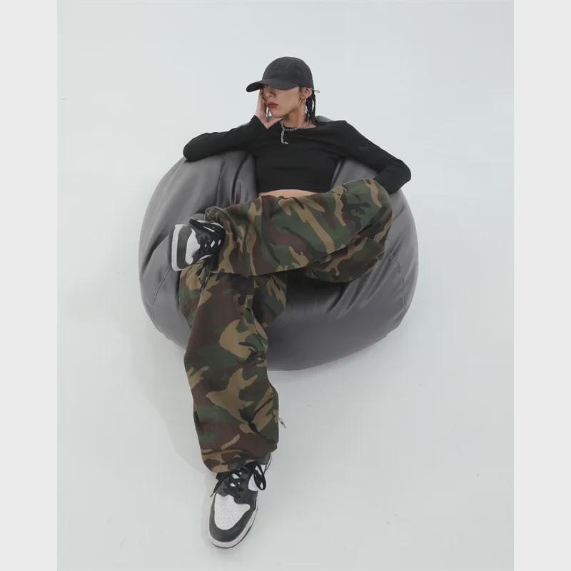 2024 American Retro Camouflage Slim Hip-Hop Overalls Women's Casual Trendy Leggings