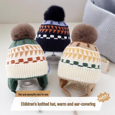 Herbst/Winter Bommel Ohrenschutz Strickmütze für Babys - Unisex