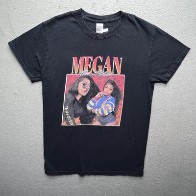 Men T-Shirt Megan Thee Stallion Graphic Cotton Small Black Rap Tee Streetwear
