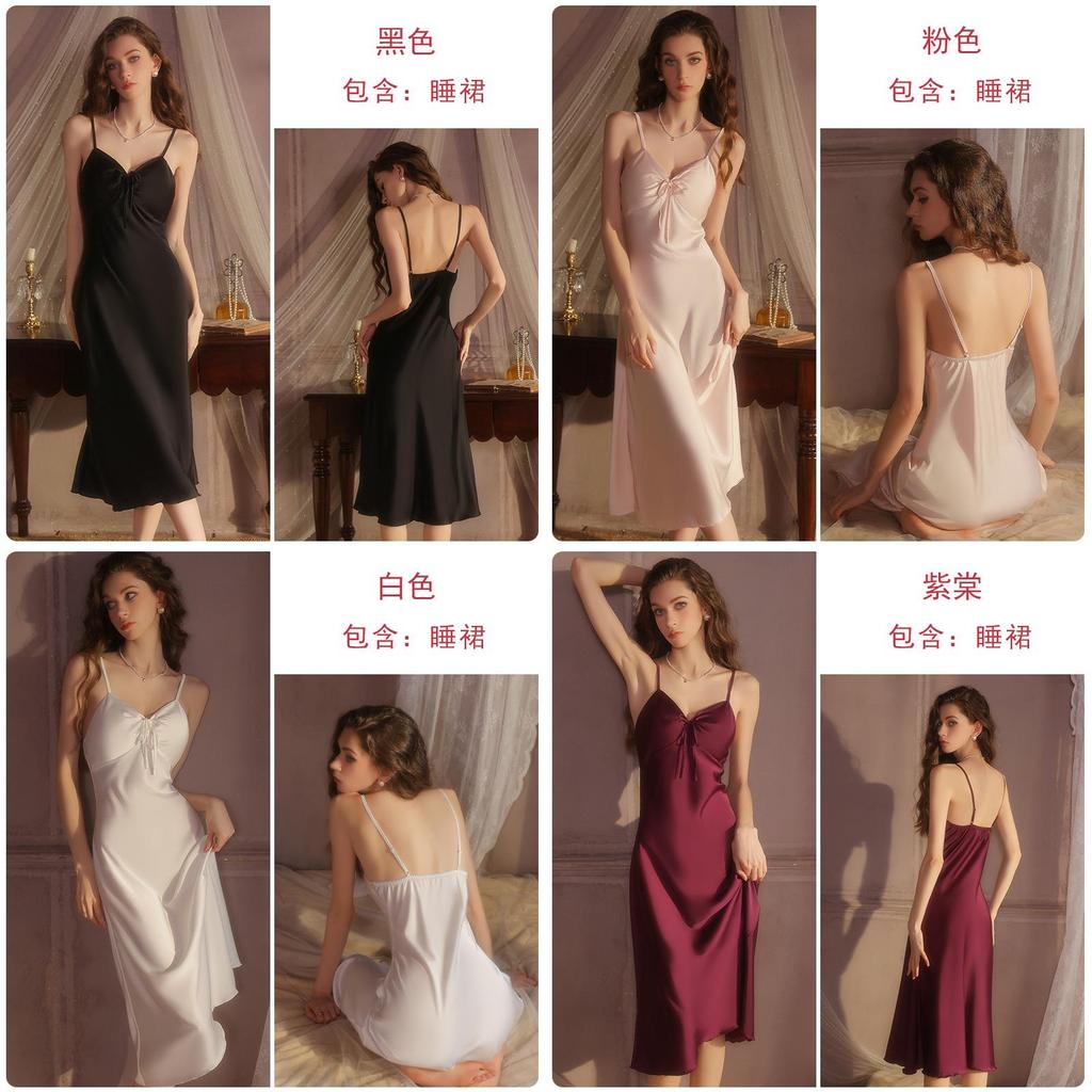Camisola de Cetim Para Mulheres Com Decote em V Profundo e Acolchoamento no Peito Para Conforto no Pijama de Casa