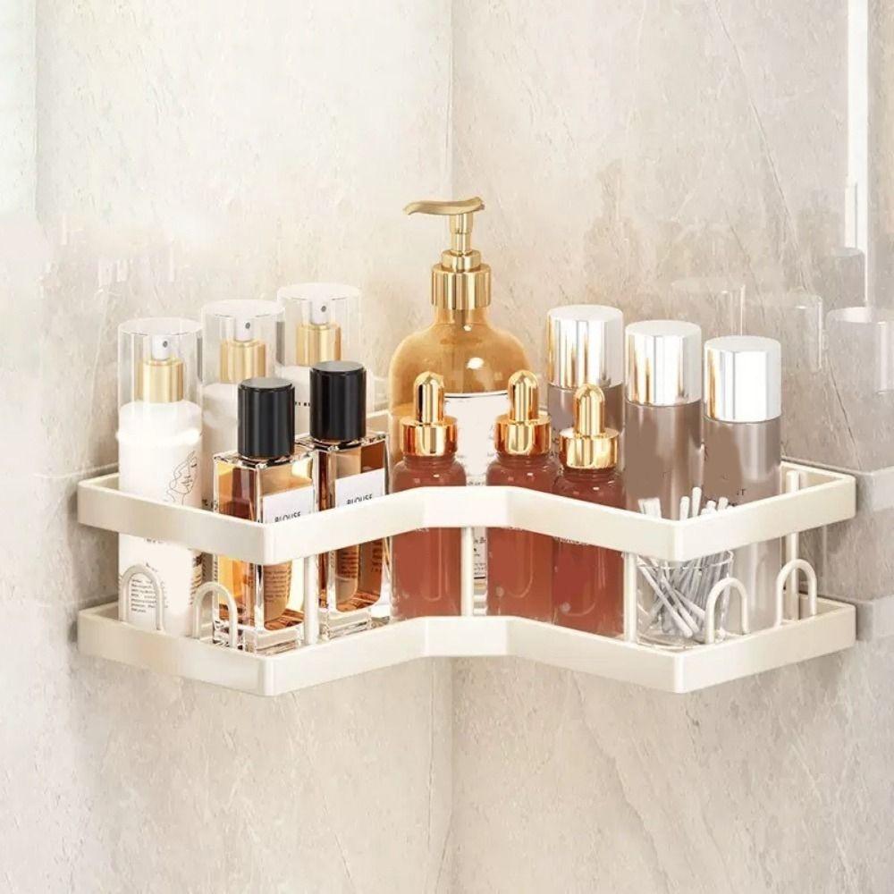 1Pc/3Pcs/5Pcs Carbon Steel Triangle Storage Rack Punch Free Large Capacity Corner Storage Shelf Drainable Wall Mounted