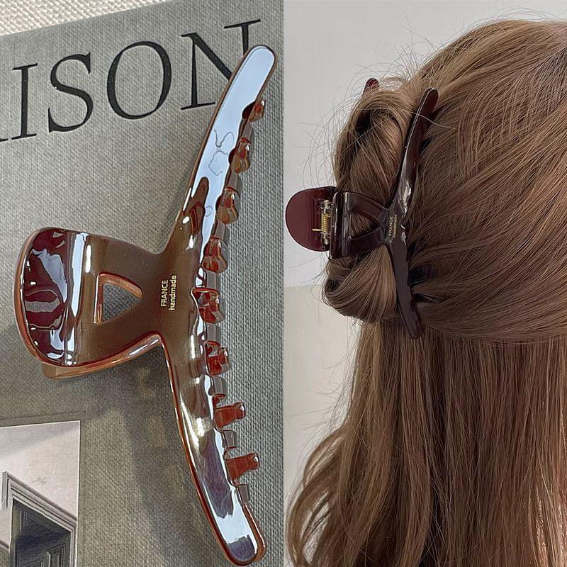 Chocolate Acetate Shark Hair Claw Elegant Women High Grade Back Head Hair Clip Fashion Luxury Solid Color Hair Grab Daily Hair Accessories