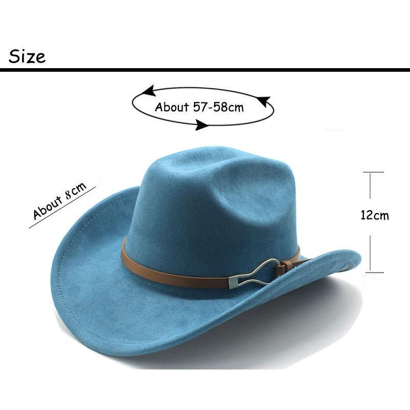 Adjustable Western Cowboy Hat Felt Wide Brim For Men Women