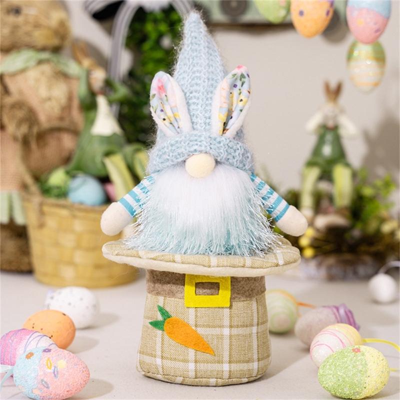 1pair Colorful Easter Rabbit Gnomes Figurine Unique Style for Festive Celebrations Spring Celebrations Home Indoor Decor