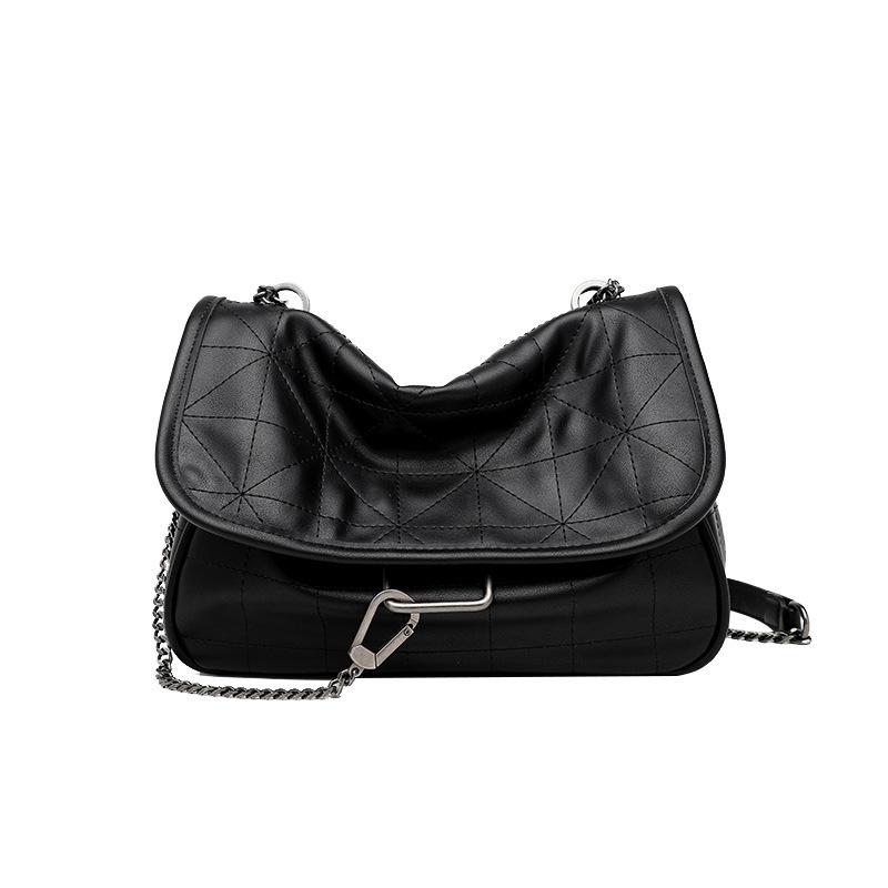 2026 Summer Rock Black Large Capacity Women's Hobo Chain Bag - Single Shoulder Crossbody & Small Square Design