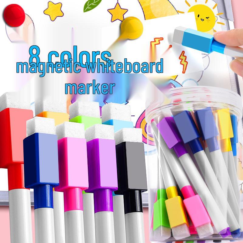 Magnetic Erasable Whiteboard Marker: Water-Based Colored Pen for Children, Crayon & Paintbrush for Drawing and Teaching.