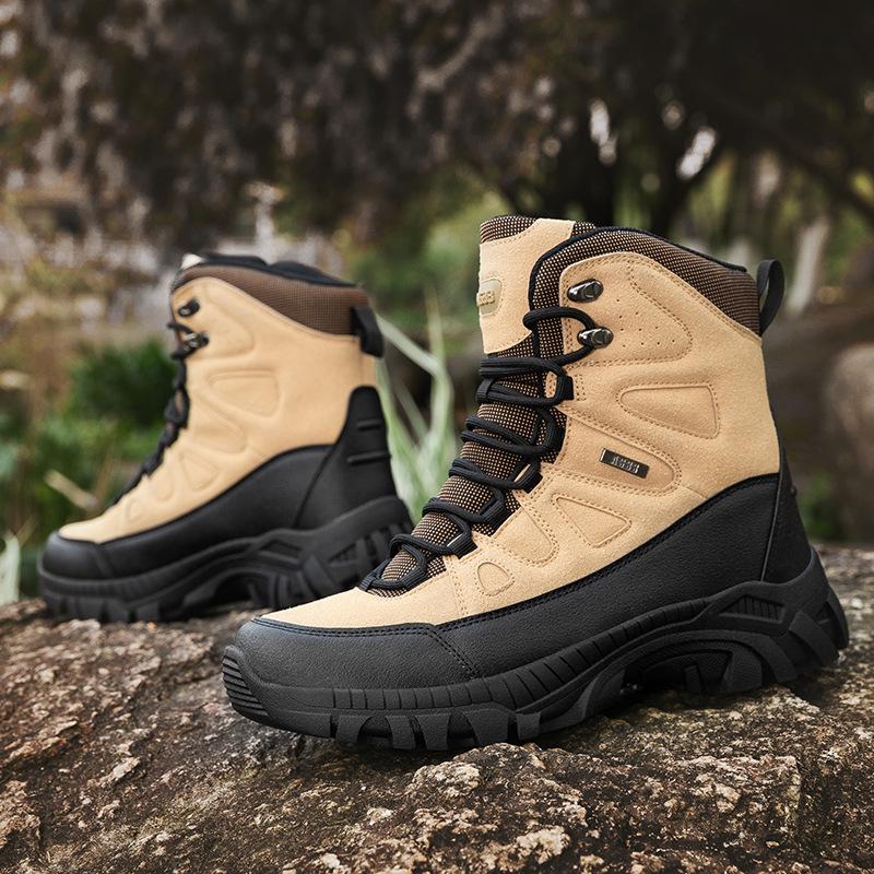 Men's Breathable Non-Slip High-Top Tactical Hiking Boots - Large Size, Wear-Resistant, Outdoor Field Combat Footwear