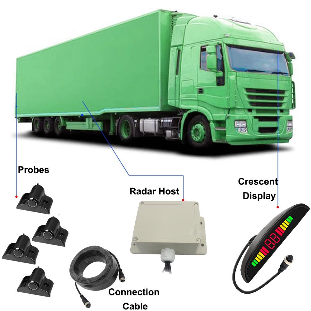LED Truck Reversing Sensor System Parking Sensor Kit With 4 Sensors Air Line Reverse Radar Sound Alert Indicator System