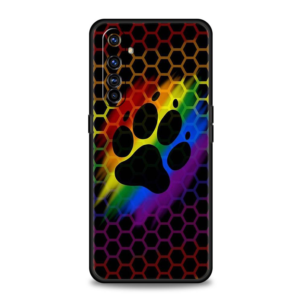 Dog Footprint Paw Cute Phone Case for Realme 8 9 Pro Plus 8i 9i 6 7 GT2 C21 C25 C3 C11 11 Pro 5G Plus Shockproof Silicone Shell
