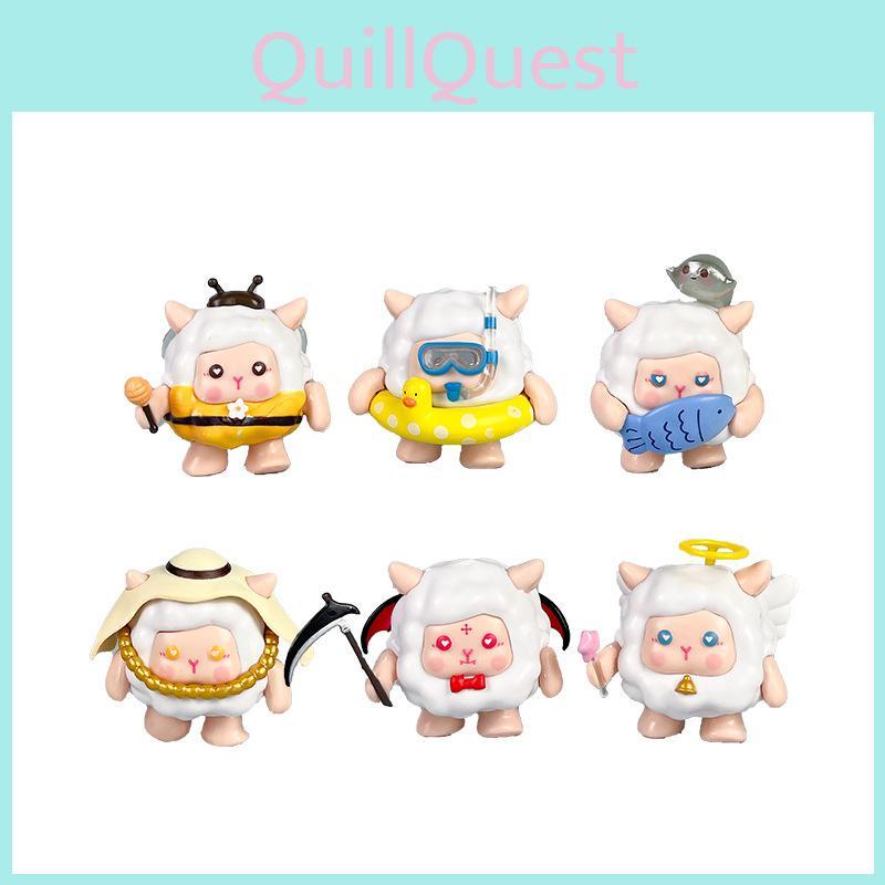 6 Pcs Eggy Party Sheep Design Mini Model Desktop Decoration Ornament Set For Kids And Adults