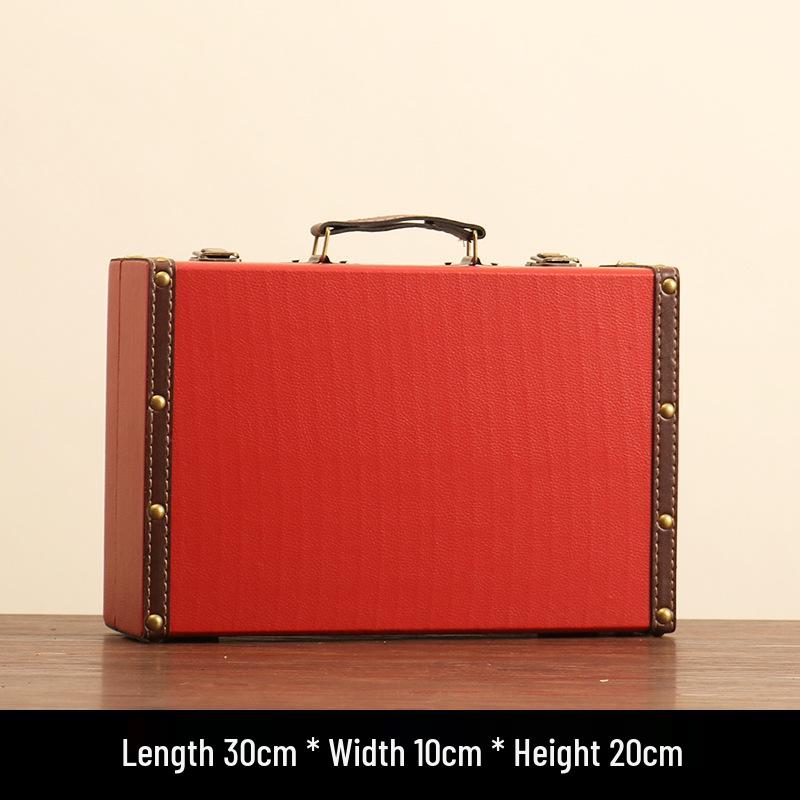 Vintage Leather Jewelry & Sundries Storage Box - Wooden Photography & Decoration Chest