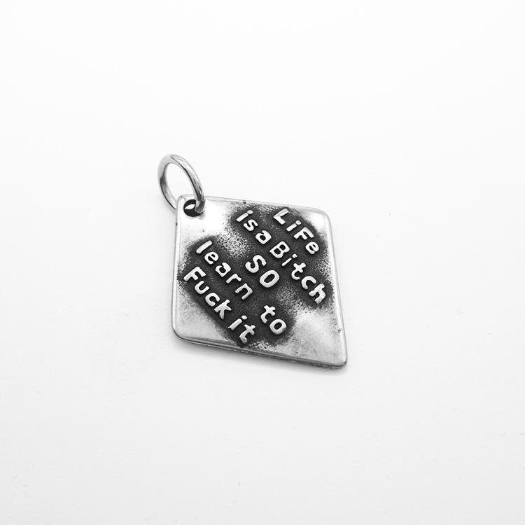 Unisex Titanium Steel Dog Tag Pendant with Punk Rock and Hip-Hop Design