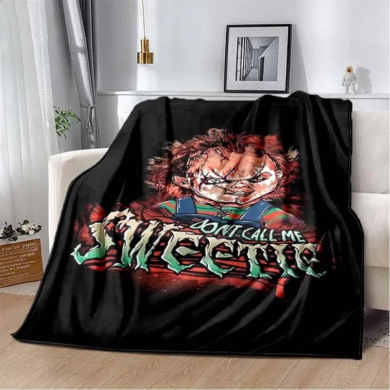 3D Horror Movie Character Chucky Saw Cartoon Area Blanket Fashion Soft Cozy Living room Bedroom Sofa Bed Travel Blanket