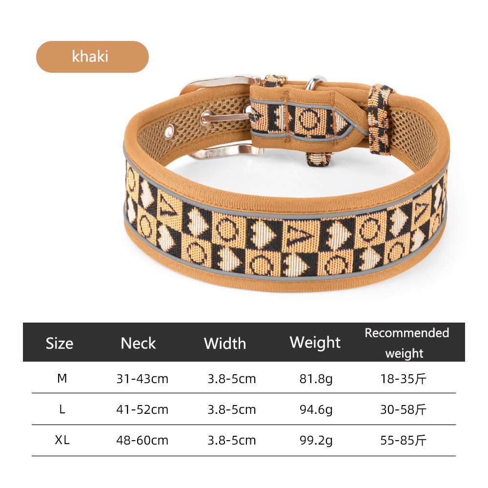 

Reflective Dog Collar for Medium Dogs, Cute Boho Adjustable Nylon Puppy Collar,Soft Pet Accessories with Quick Release Buckle M темные хаки