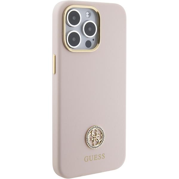 Guess Guhcp15Xm4Dgpp Iphone 15 Pro Max 6.7 Jasnoróżowy/Pink Hardcase Silicone Logo Strass 4G