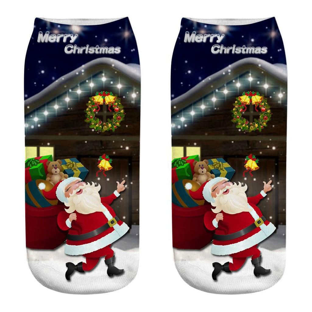 Casual Work Business Socks 3D Christmas Santa Elk Printing Medium Sports Socks