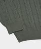 BIRBANTE Garment-Dyed Washable Cable Knit - Ash Khaki