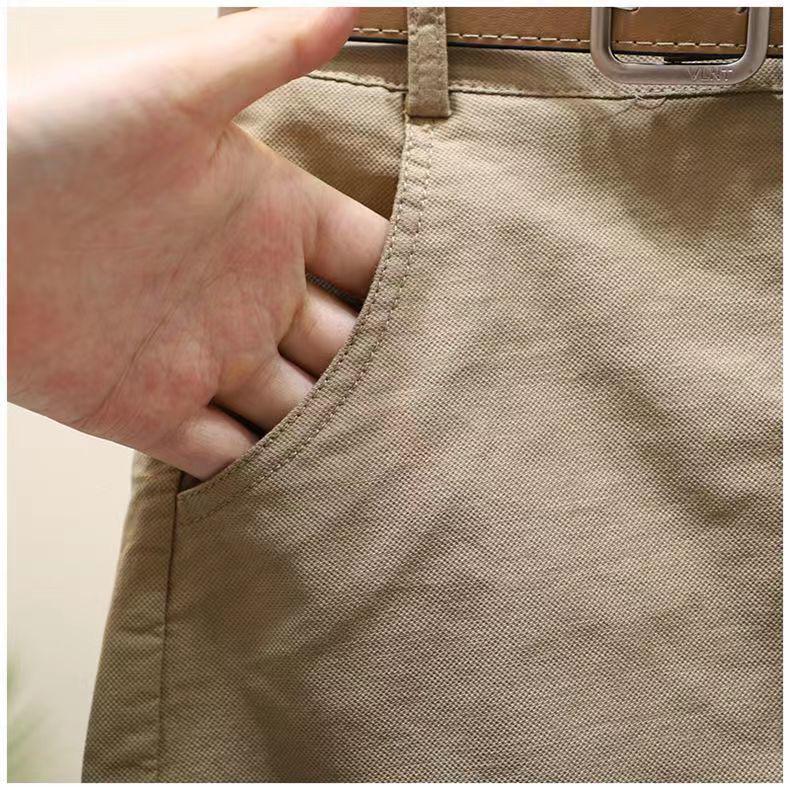 2024 Korean Style Slimming Linen-Cotton Elastic Waist Slit Shorts for Women