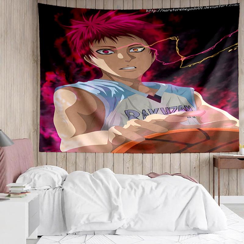 Kurokos Basketball Wandteppich für Schlafzimmer Ästhetik Klassenzimmer Wandbehänge für Wohnzimmer Studentenwohnheim Büro, Ideales Kreatives Geschenk