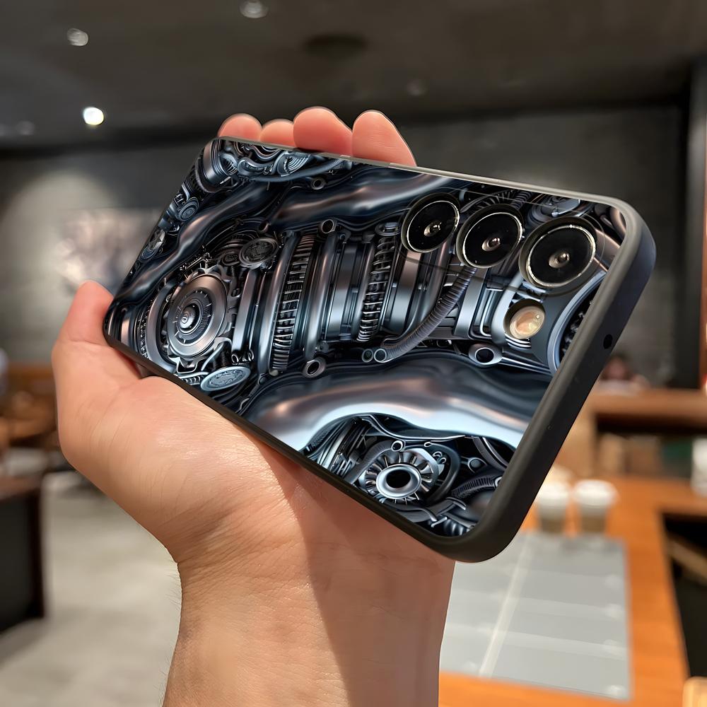 

Mechanical Components Phone Case For Samsung A56 A36 A26 A16 A15 A25 A35 A55 A14 A34 A24 A54 Black Soft Shell Samsung A25