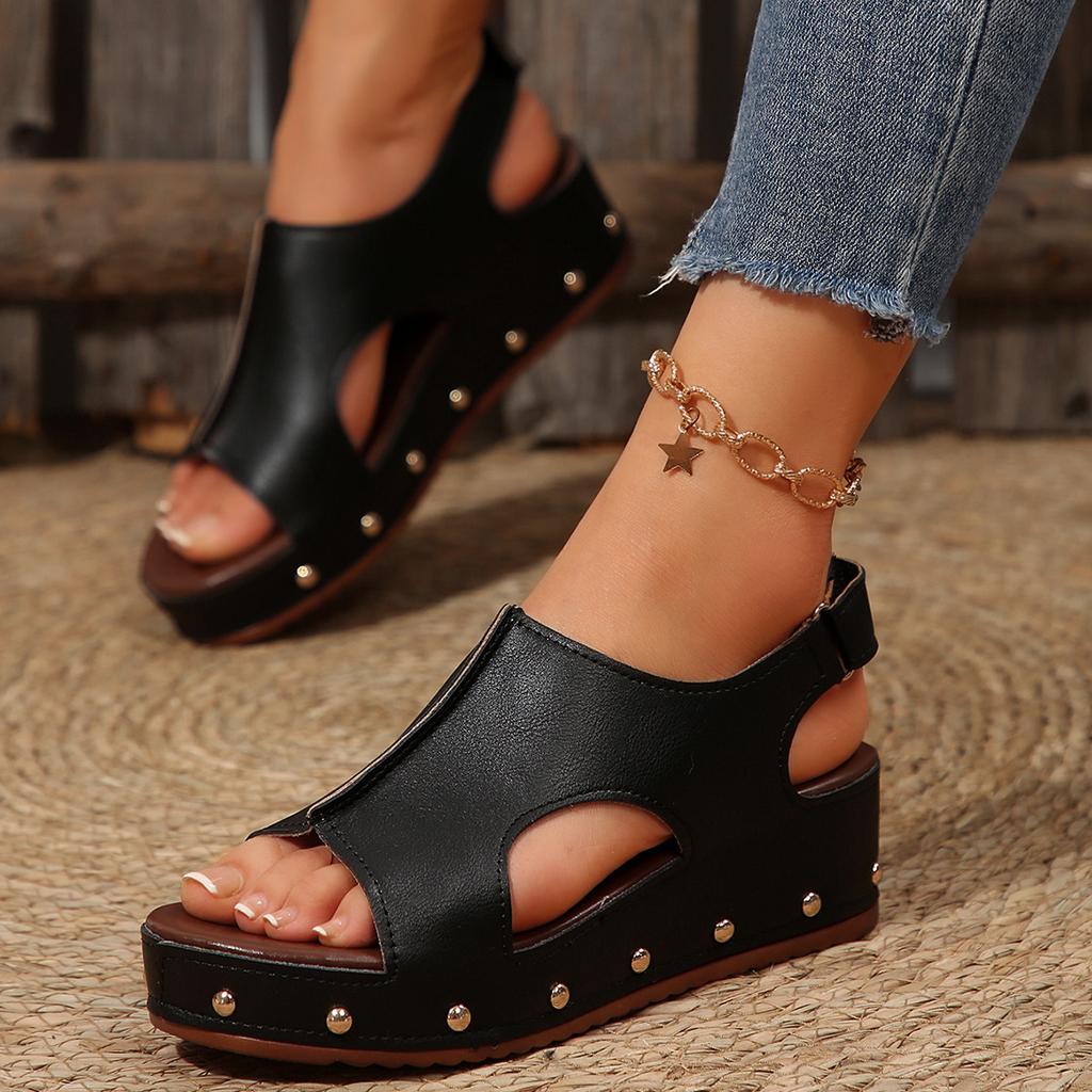 2025 New Women's Summer Platform Ultra-light Women's Sandals European and American Large Size Velcro Fish Mouth Sandals