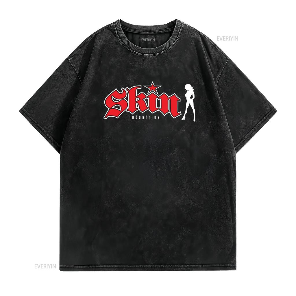 Funny New Skin Industries Logo Mens T Shirt Made Form USA Size vintage Washed streetwear Versatile Top For Everyday Wear