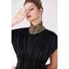 Elegant Ladies Neck Scarf Leopard Pleated Stand Up Collar Shirt Sweater Decorative Detachable Ruffles False Collar Necklace