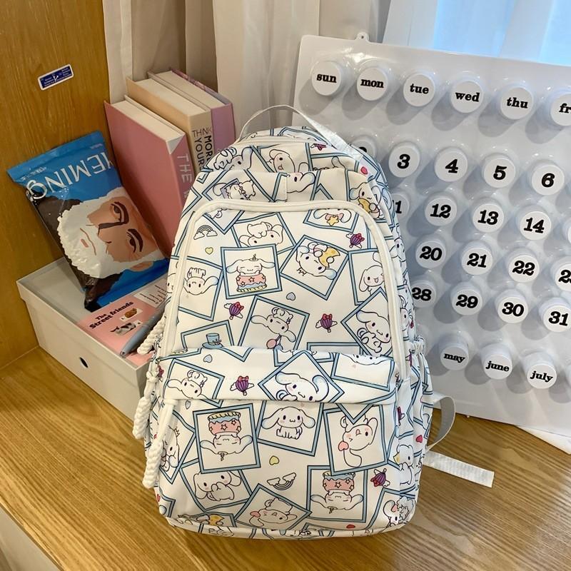 

Stylish Casual Lightweight Nylon Backpack For School Students In Blue Purple Green White And Pink синий