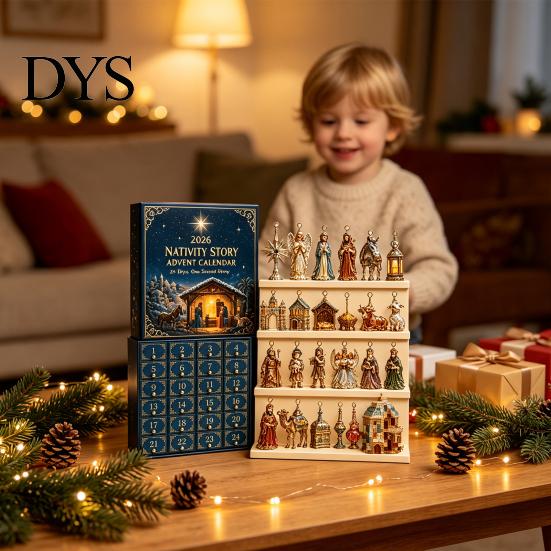 Acrylic Christmas Decoration Nutcracker Advent Calendar 2026, 24 Day Countdown Box with 2D Surprise Gift for Flat Pendants, Festive Tree Hanging