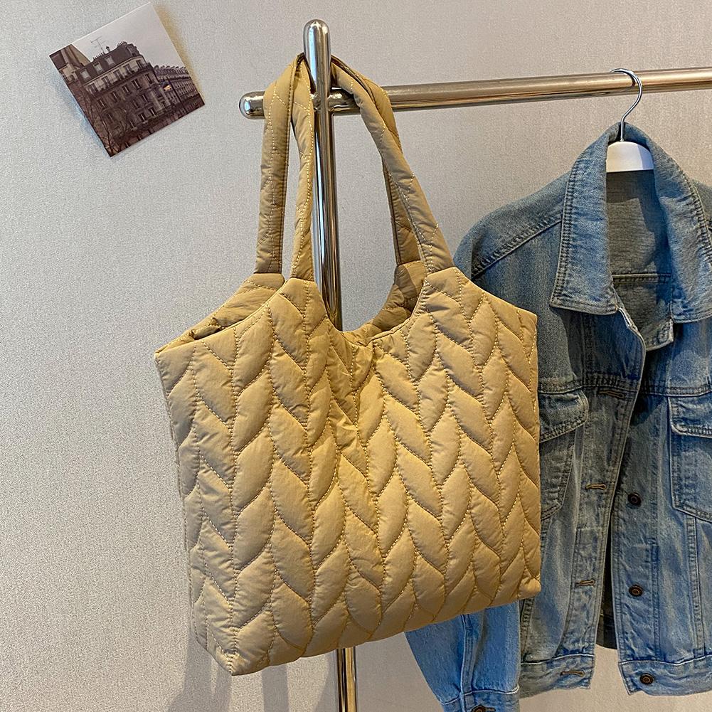 Casual Hand Bags Embroidery Thread Quilted Top-handle Bag Large Capacity Fashion Elegant Soft Cotton-Padded for Weekend Vacation