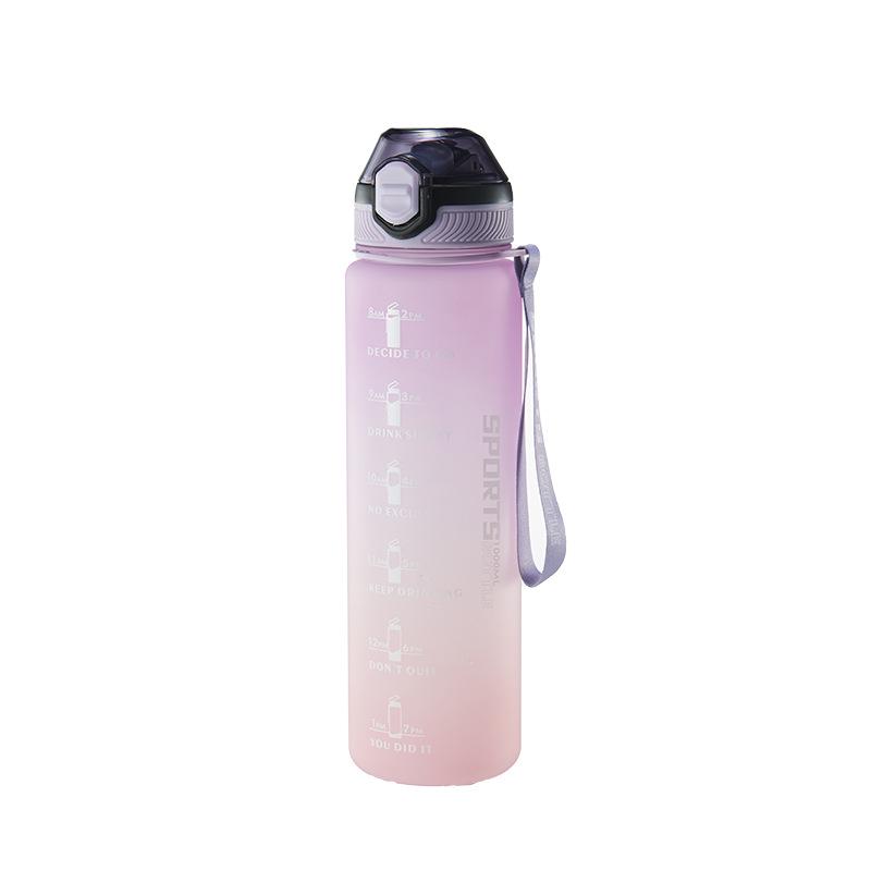 

Fashionable Large-Capacity Water Bottle with Lanyard – Gradient Frosted Design for Men, Women, and Students 1000 ML