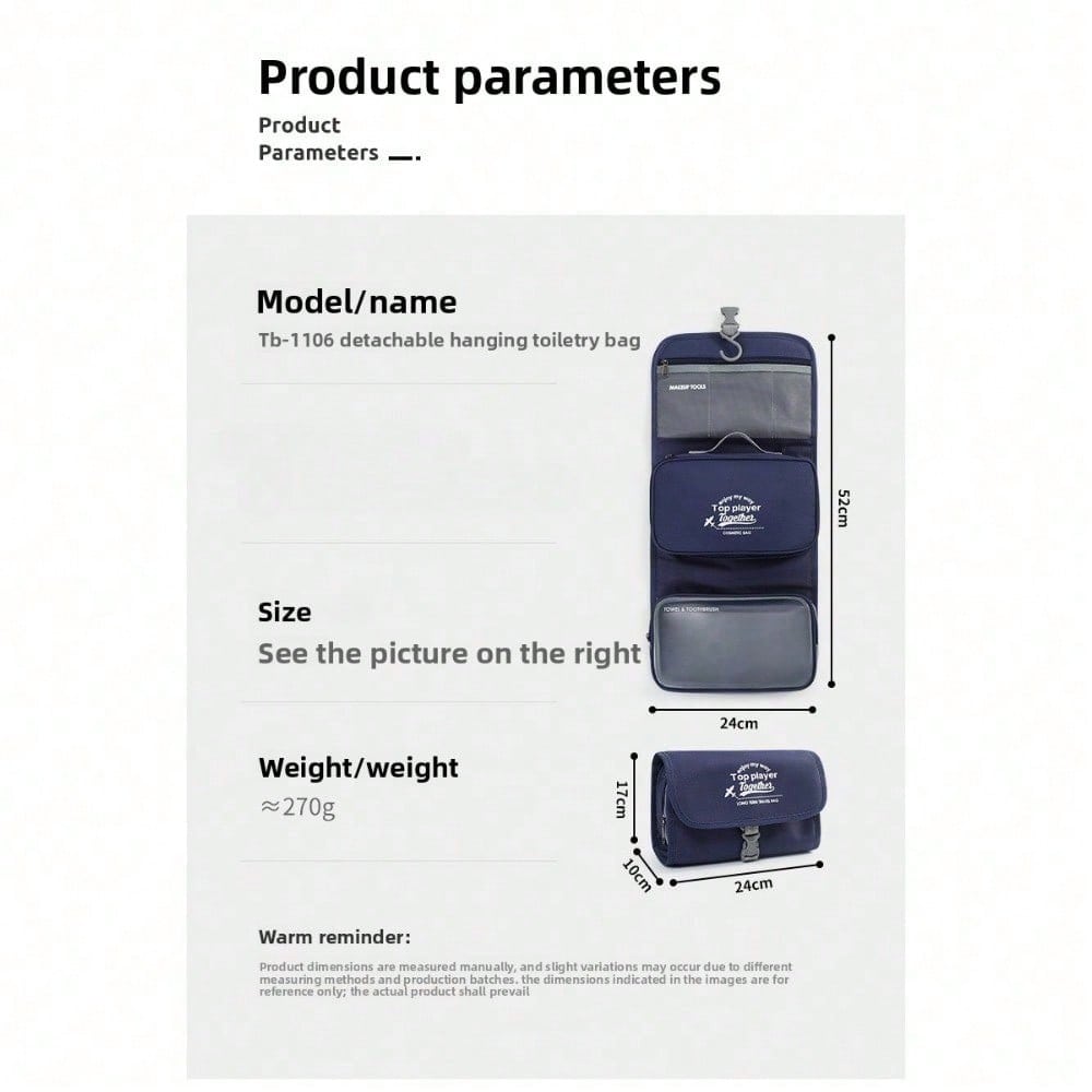 Business trip, toilet bag, cosmetic bag, men's and women's large-capacity folding portable bag, wet and dry separation multifunctional storage bag