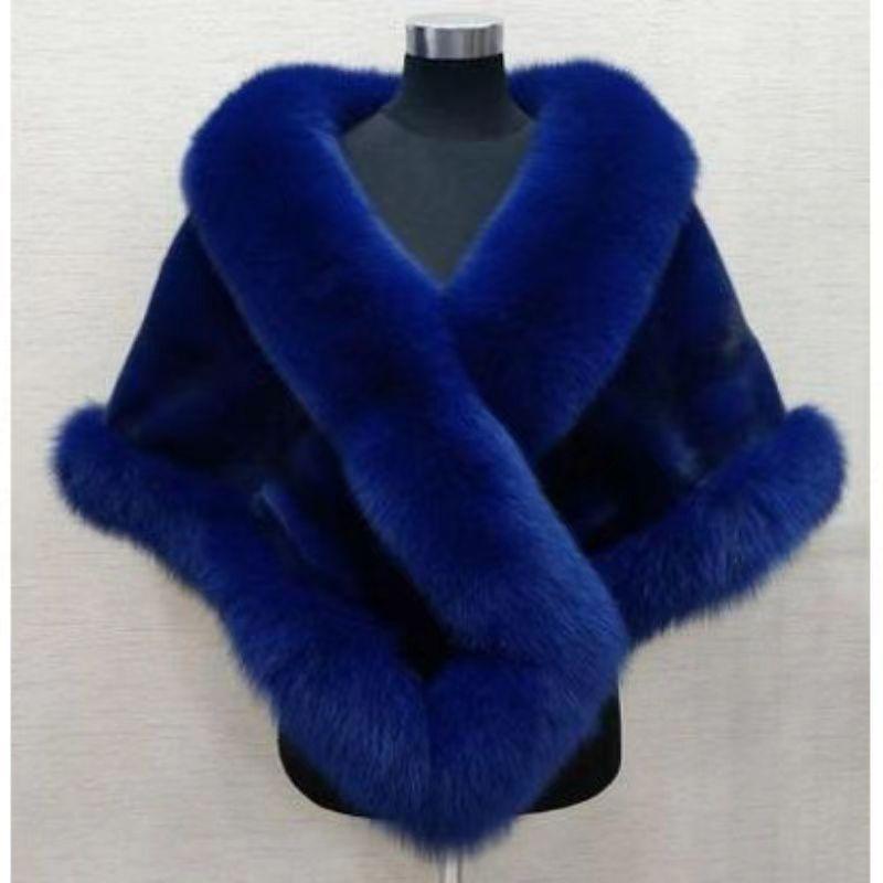 Imitation Fur Shawl Women's Autumn and Winter Imitation Mink Hair Fox Fur Collar Dress Cheongsam Cape Short Coat Tide
