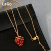 Modern Jewelry Sweet Korean Temperament Red Strawberry Pendant Necklace For Women Party Gifts Trend New