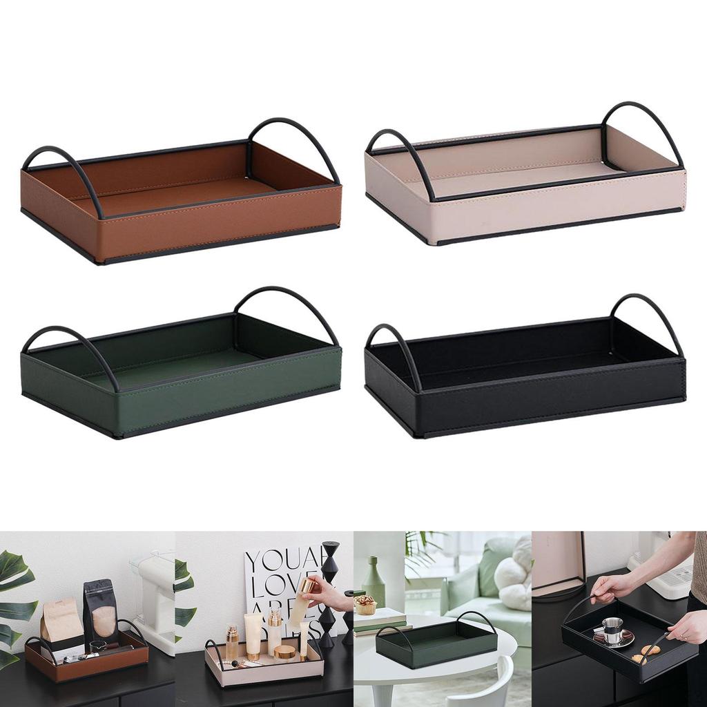 Valet Tray for Keys Wallets Bedside Decor Desk Organizer with Handles Desktop Storage Vanity